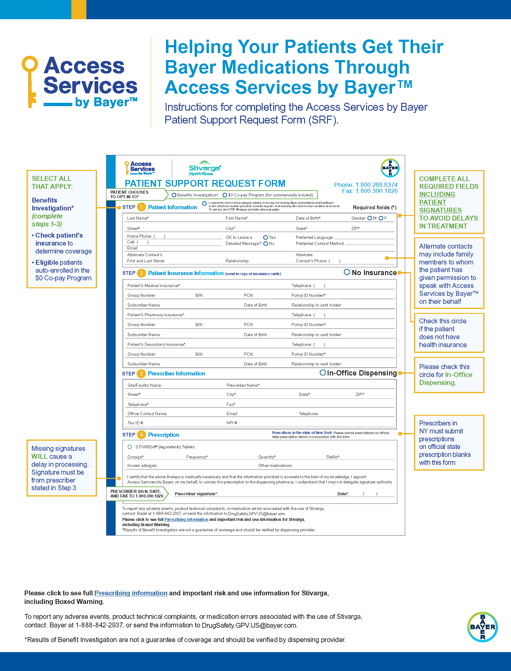 Downloadable STIVARGA® (regorafenib) Access Services by Bayer™ Request Form