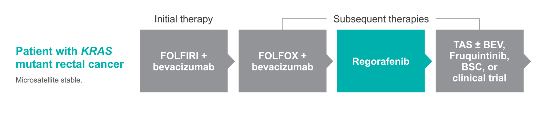 Treatment pathway for Sandra - Patient with KRAS mutant rectal cancer