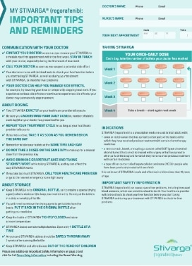 Downloadable STIVARGA® (regorafenib) Nurse-Patient Treatment Tools